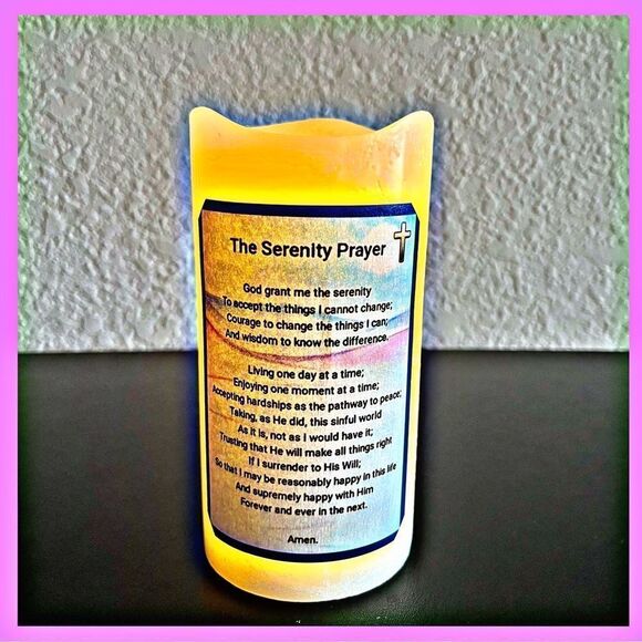 NWOT. The Serenity Prayer Flameless Candle with Timer. - Picture 1 of 5